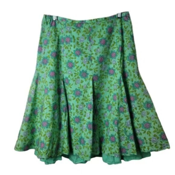 Garnet Hill A-Line Midi Cotton Floral Skirt - Picture 2 of 9